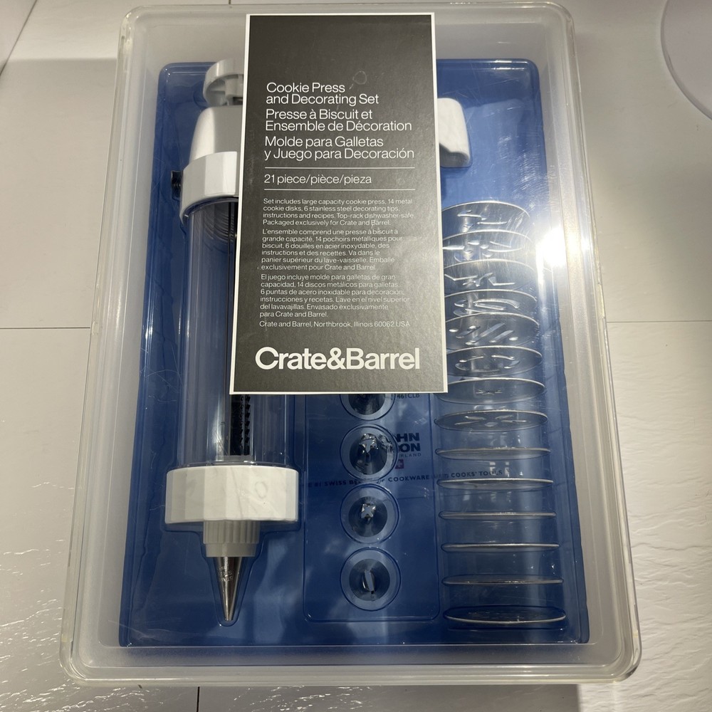 Crate & Barrel Cookie Press And Decorating Set With Instructions 21 Piece Set
