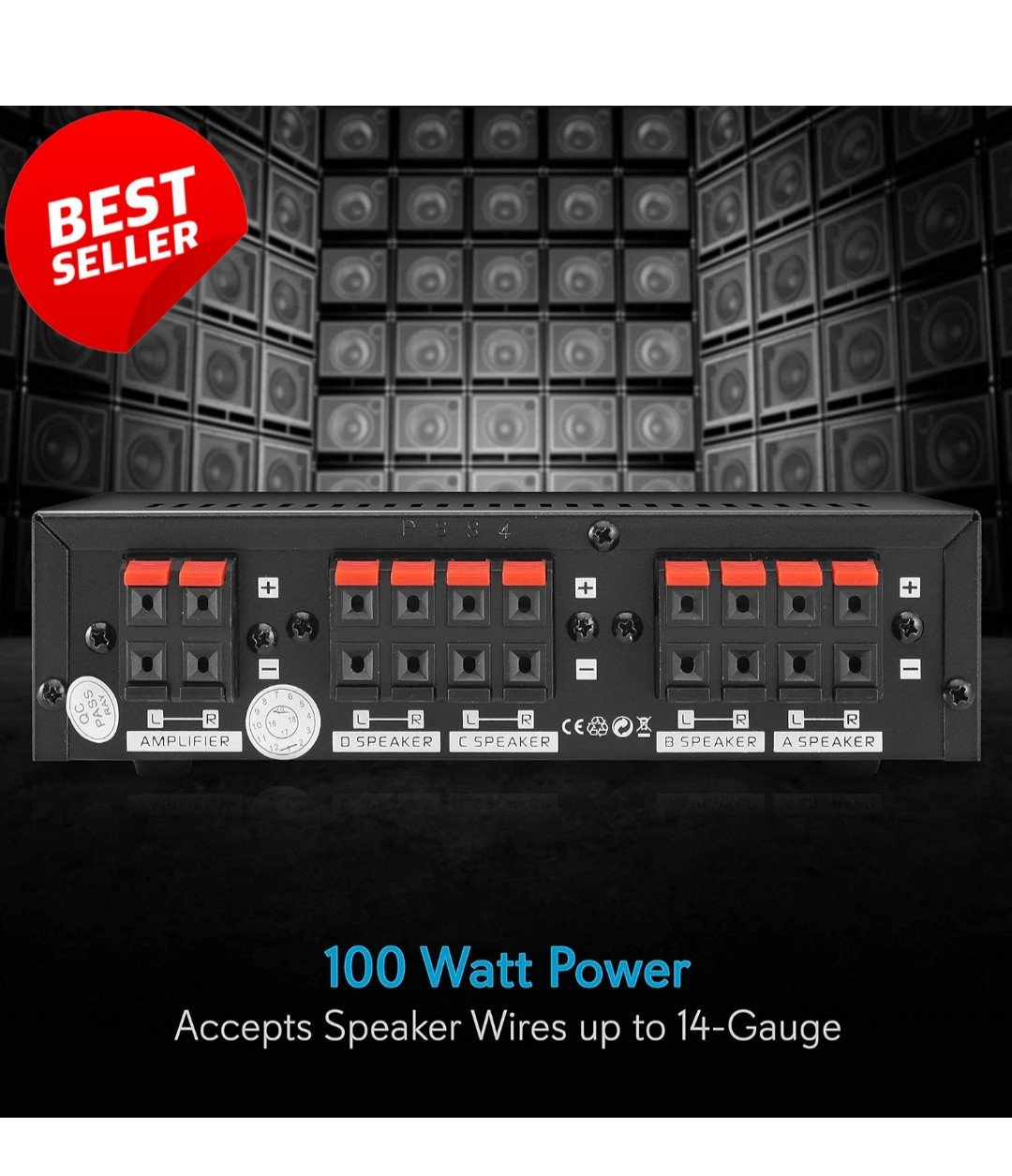 PYLE 4-Zone Speaker Switch Selector Premium Distribution Box PSS4 US