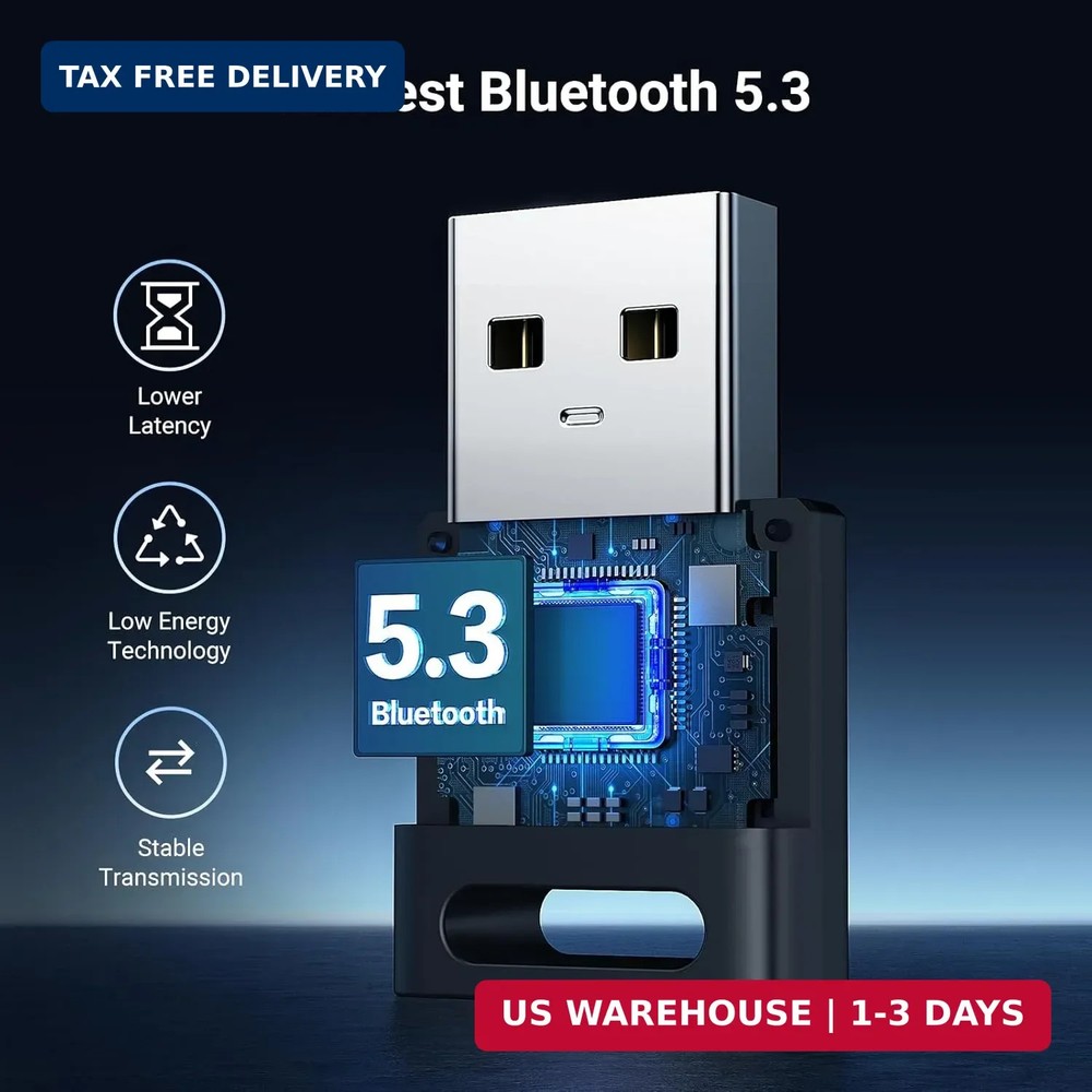 UGREEN USB Bluetooth 5.3 Adapter for PC, Plug & Play for Windows 11/10/8.1, Blue
