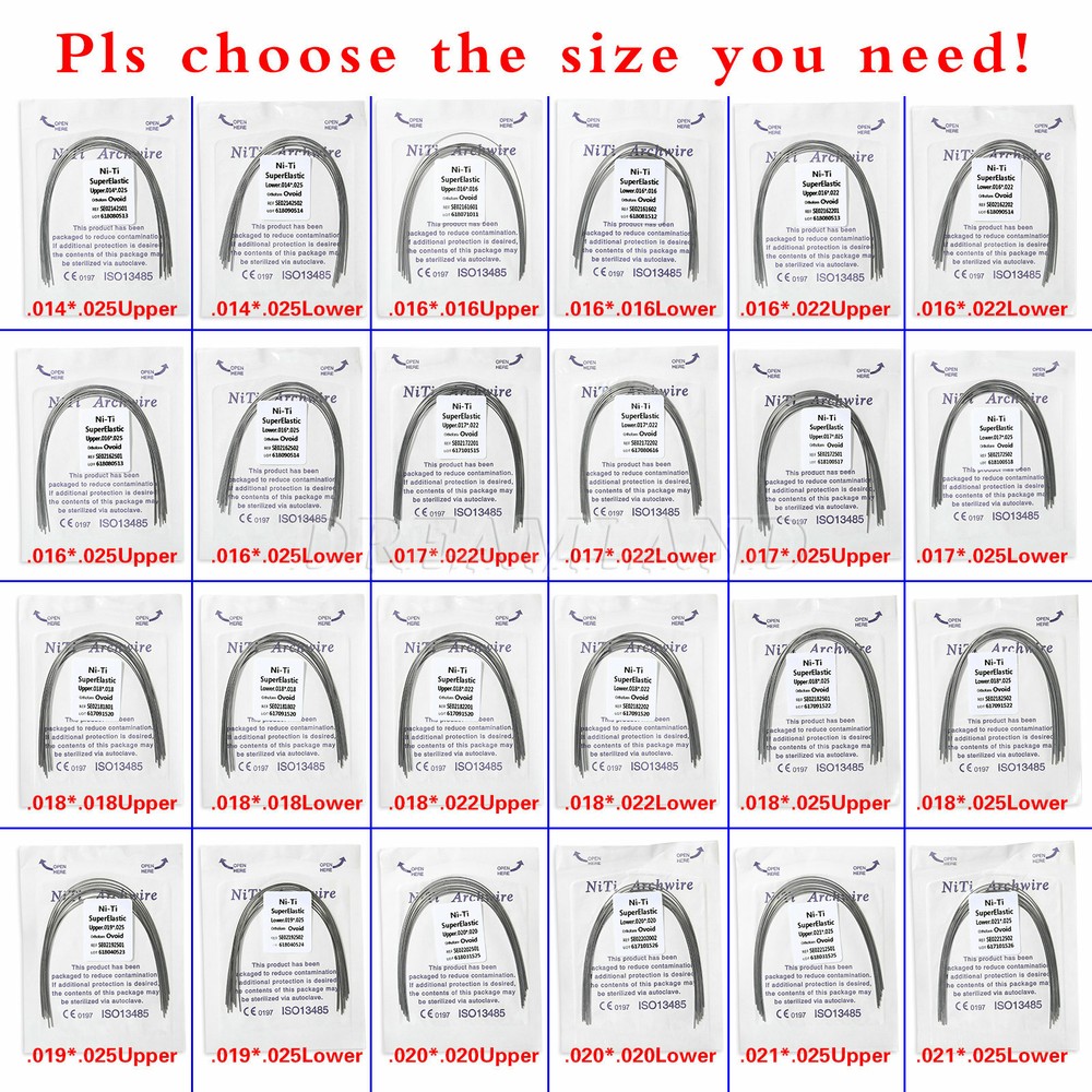 100PCS Dental Niti Rectangular Arch Wire Orthodontic Super Elastic All Sizes ZA