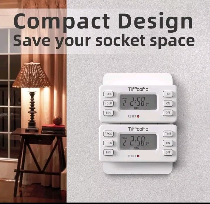 2 TiFFCOFiO Indoor 15A/1800w Digital Light Programmable Outlet Timer Prong Plug