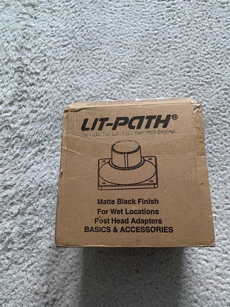 Lit-Path 2Pks Outdoor Post Light Mounting Base Matte Black Finish