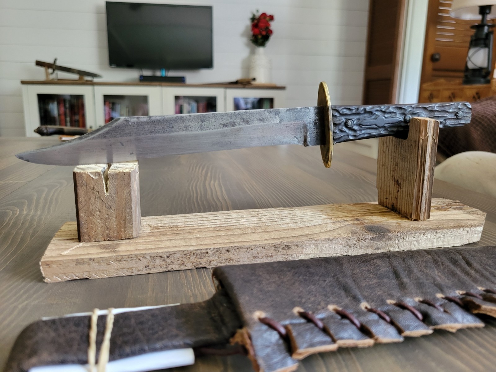 Bridgeport Gun Company Buffalo Handle Bowie Knife, Antique