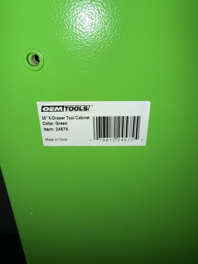 OEMTOOLS 24639 36" 6-Drawer Extra-Deep Tool Cabinet - Green