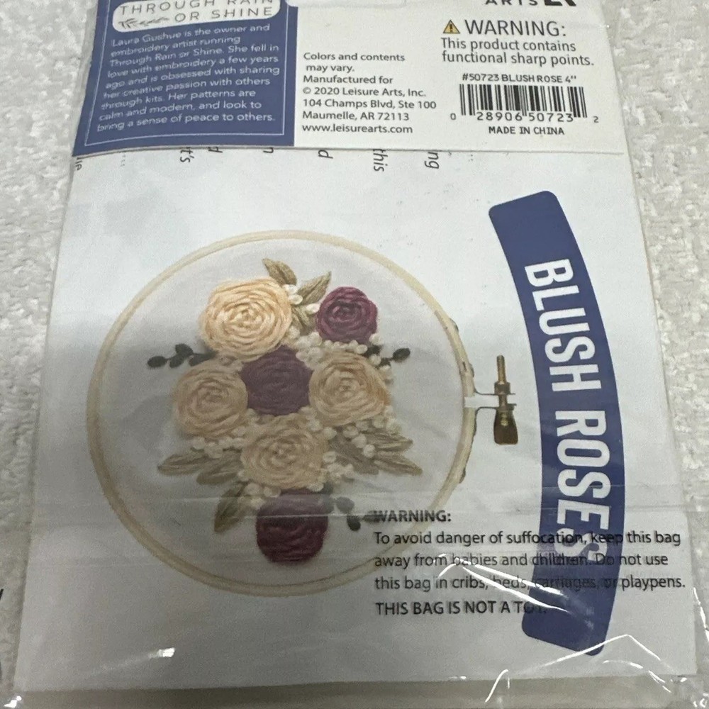 Blush Roses 10pc Embroidery project makes 1
