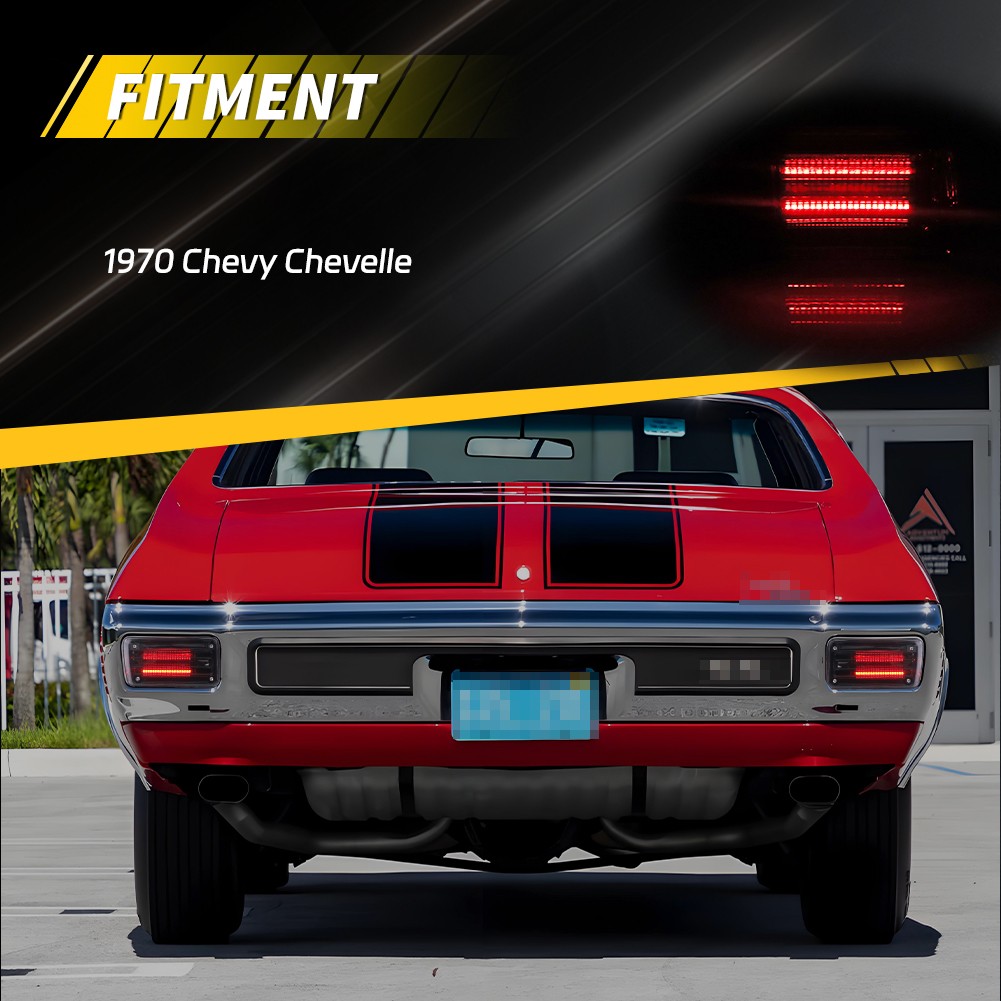 2X Smoked Red LED Rear Tail Brake w/White Backup Lights For 1970 Chevry Chevelle