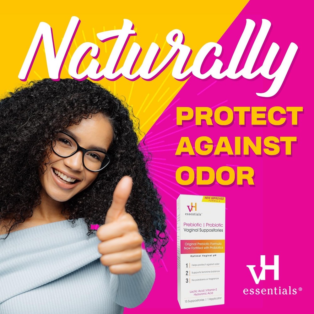 Vh Essentials Prebiotic Ph Balanced Vaginal Suppositories 15 Count Pack