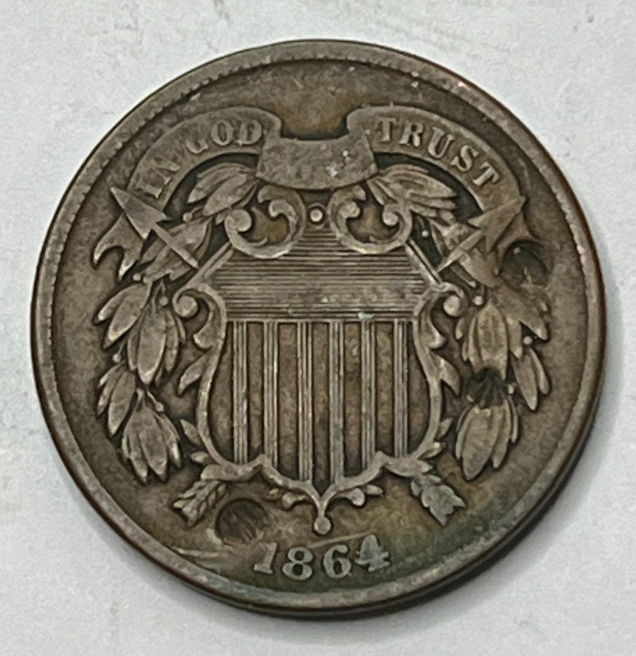 1864 Two 2 Cent Piece VF