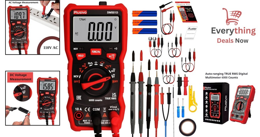 Professional Grade 6000 Counts Digital Multimeter with Leads & Accessories