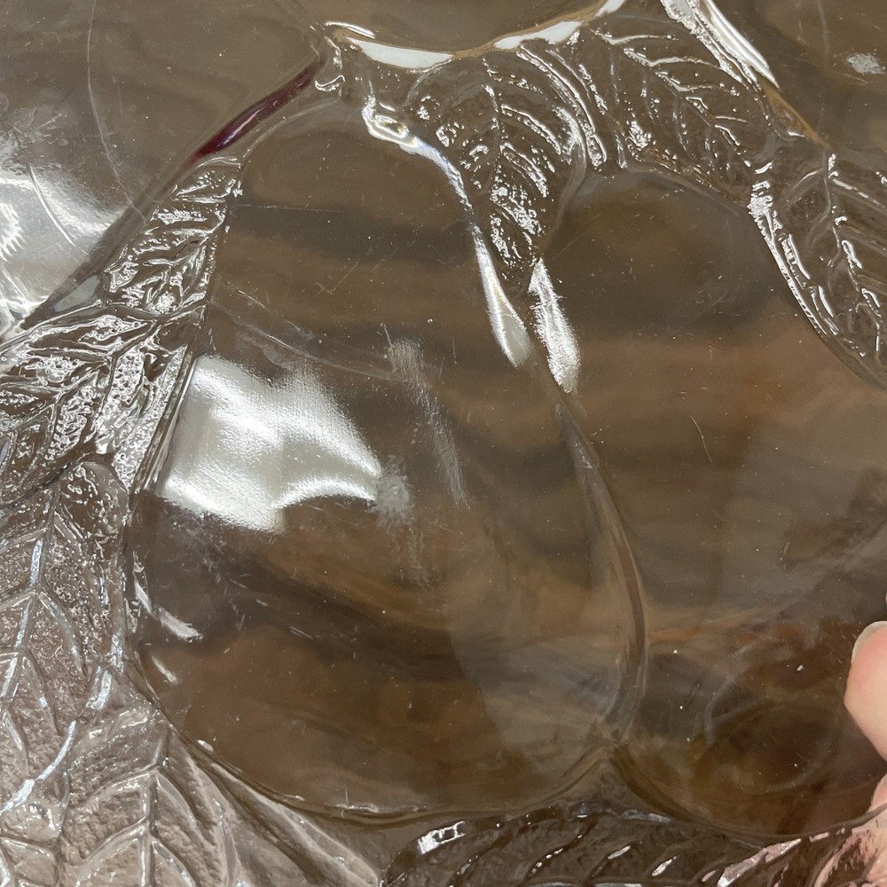 Clear Glass Serving Tray Pear Fruit Design