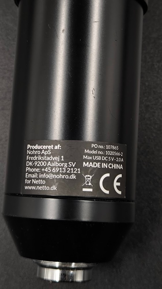 Nohro ApS 1020566-2 Microphone Used Working Black