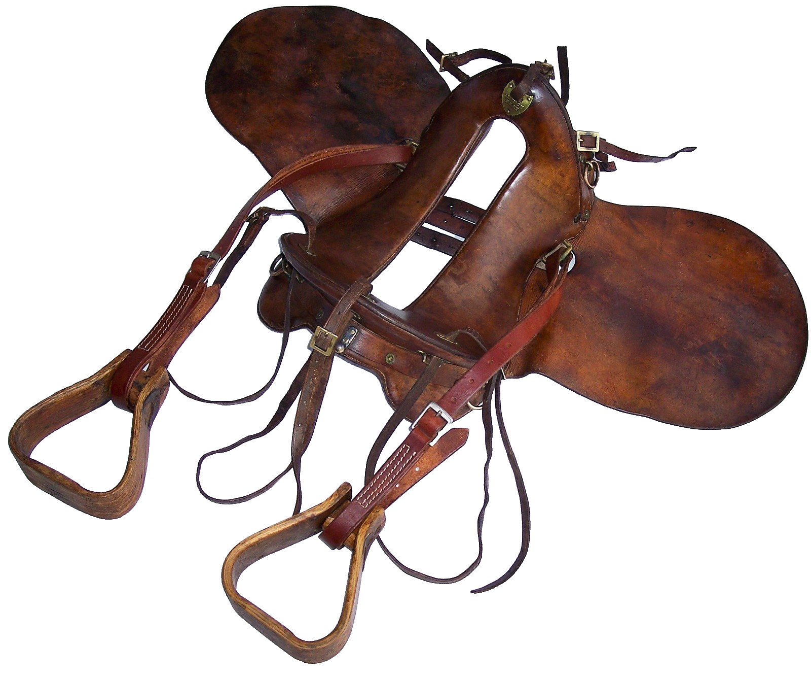 Antique US Cavalry Saddle Brass US Conchos Military McClellan 11" Seat Marked