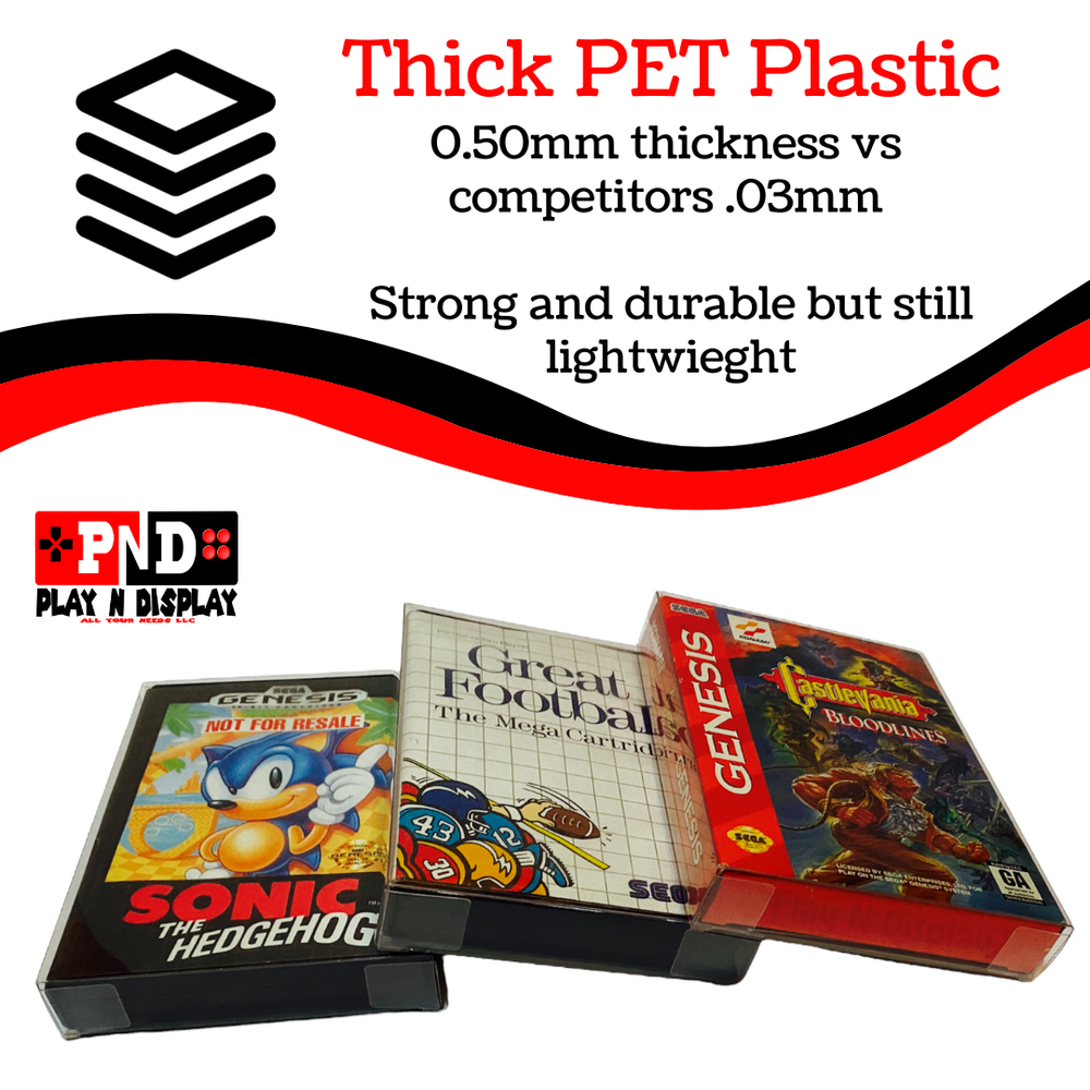 5 Sega Genesis Box Protectors Clear Plastic Display Case Storage Sleeve Thick