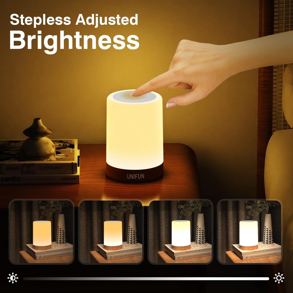 Table Lamp, Touch Sensor Bedside Lamps, Dimmable Warm White & Color Changing ...