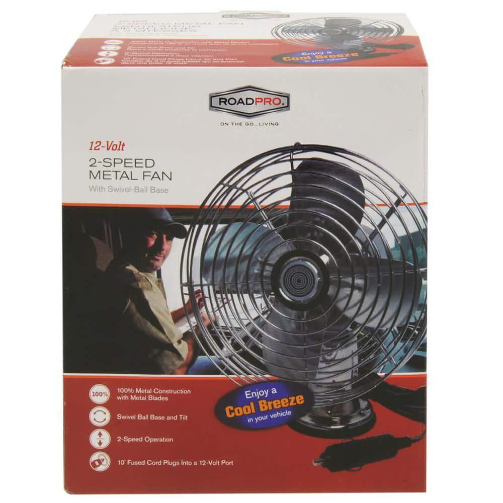 12-Volt Metal Fan Heavy-Duty Truck Car Camper Boat 2-Speed Mountable Chrome New