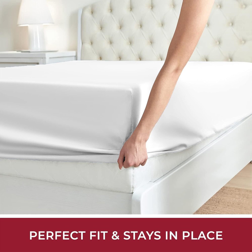 18"- 21" Extra Deep Pocket Fitted Sheet Elastic Corner Straps Soft Bed Sheet Set