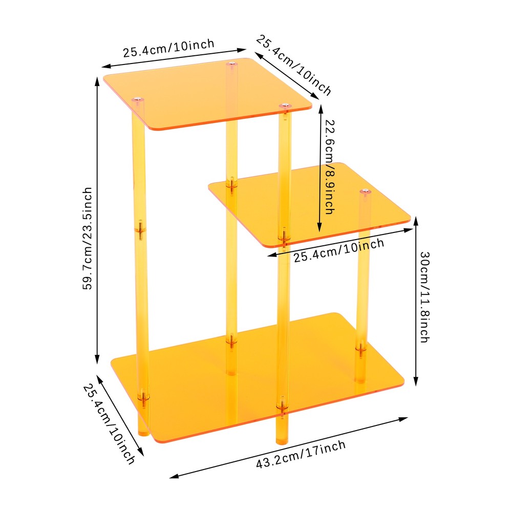 Acrylic Round Side Table 3 Tiers Step End Table Small Bedside Table