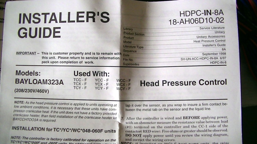 HOFFMAN CONTROLS ELECTRONIC HEAD PRESSURE CONTROLLER BAYLOAM 323A