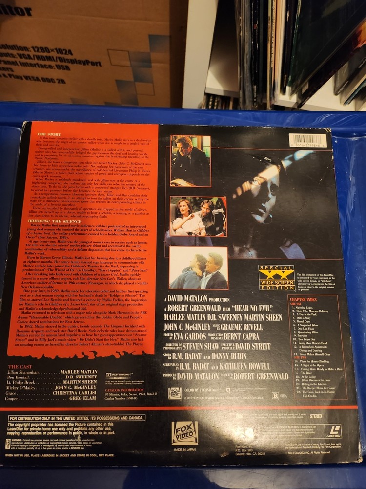 Hear No Evil Laserdisc
