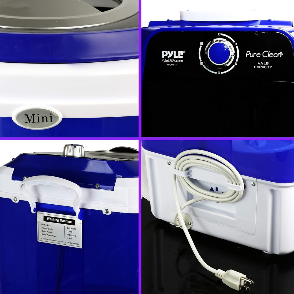 Pyle Upgraded Version Portable Washer - Top Loader Portable Laundry, Mini Washin