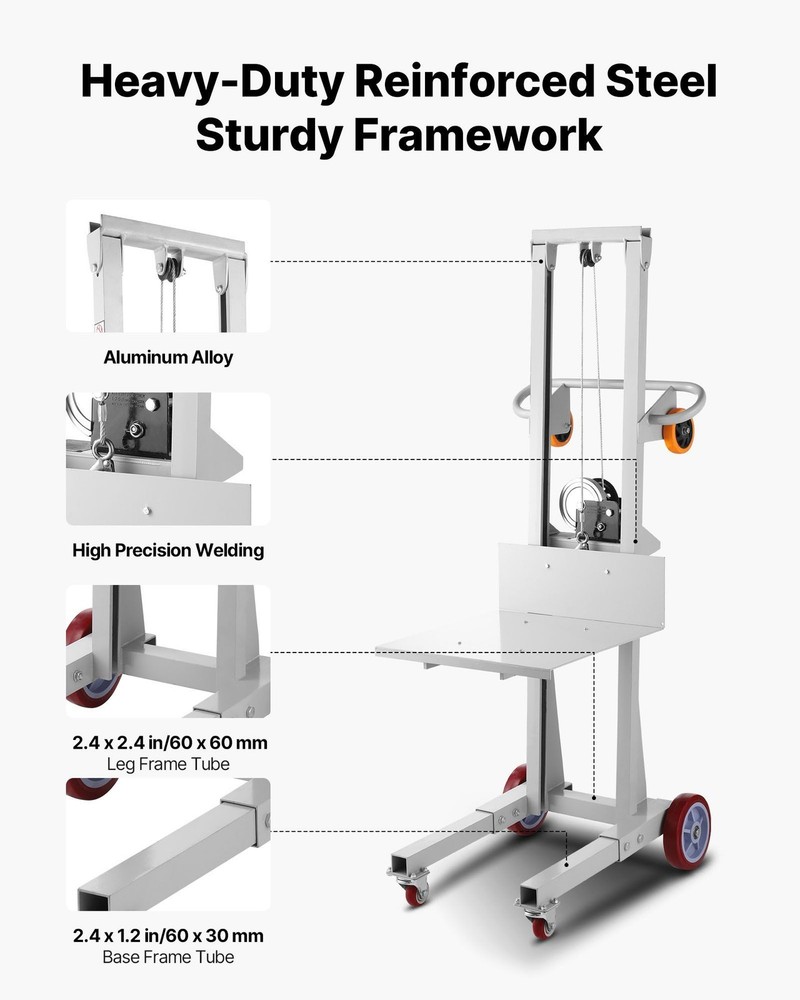 Upgraded Manual Winch Stacker with 400lb Static Load and Dynamic Motion