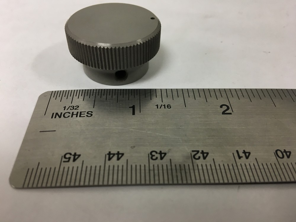 Vintage Gray Bakelite Round Fine Knurled Pointer Knob