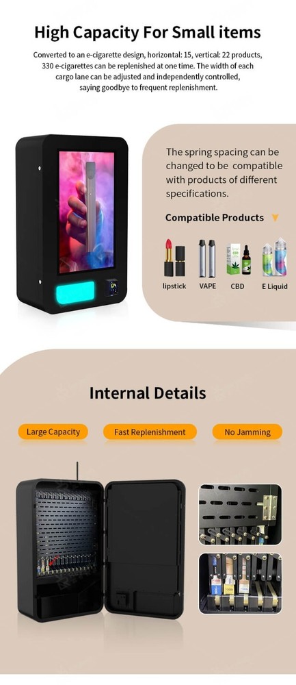 High capacity wall mounted vending machine with 32" touch screen