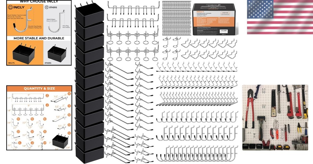Versatile 278PCS Pegboard Kit - Perfect for Garage & Workspace Organization