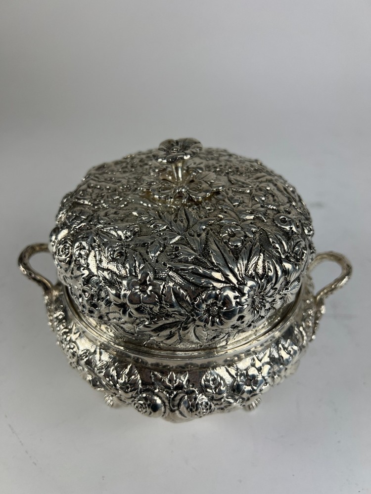 Vintage Sterling Silver A.E. Warner Covered Dish w/ Strainer - 6" - Monogram