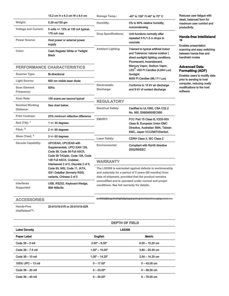 Zebra Symbol LS2208-SR20007R-NA Handheld 1D Laser Barcode Scanner Reader Wired