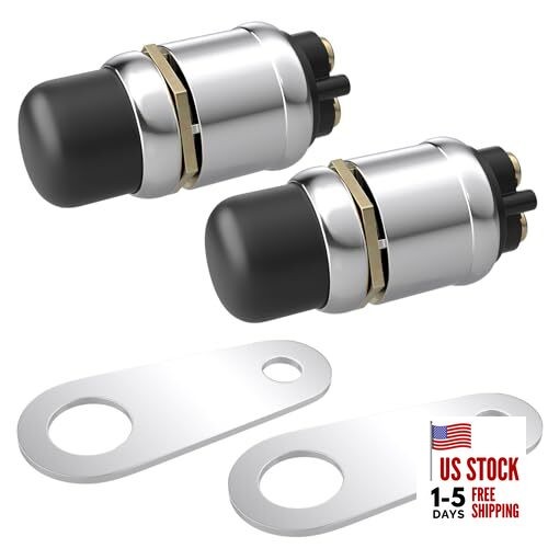 2 PCS Push Button Starter Switch 12V 50A, Waterproof Momentary Start black-2