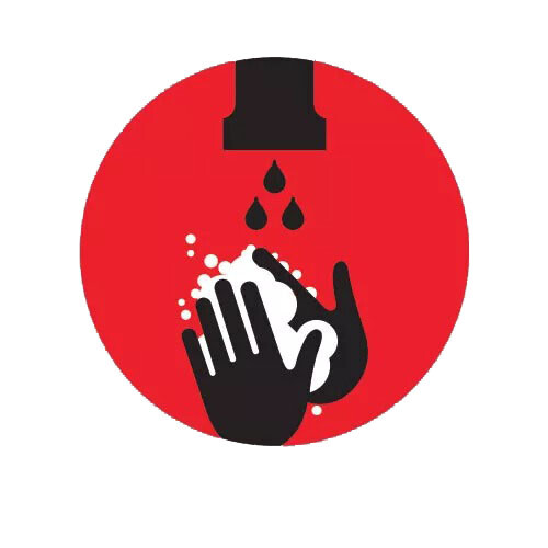 Red Circle Clean Wash Hands Sticker Decal