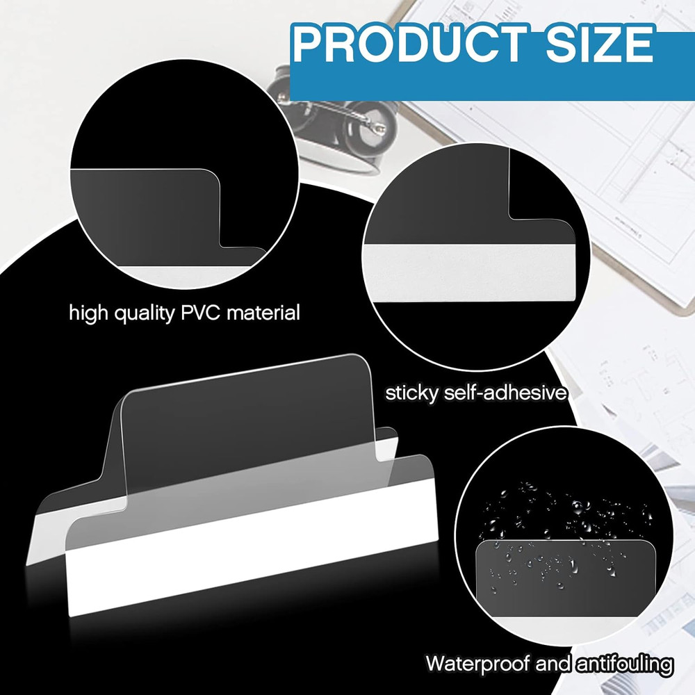 Insertable Self Adhesive Tabs with Printable Inserts, 1 Inch Clear Index Tabs, 1