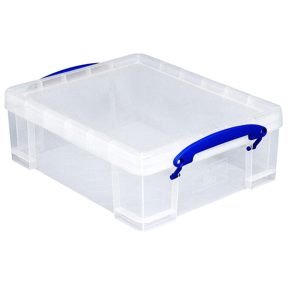 Really Useful Box 4 Pack Storage Bins, Clear Plastic Stackable Organizing Tot...