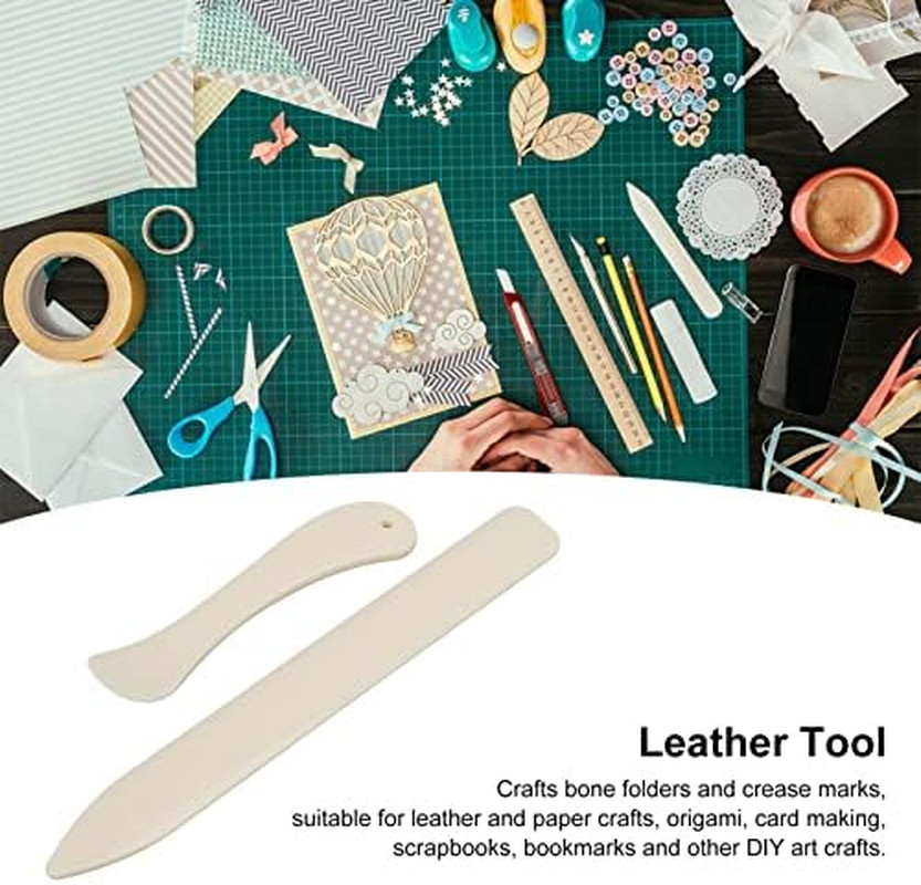 Bone Folder Set, 2 Piece Plastic Paper Creaser, Leather Burnishing Tool for Book