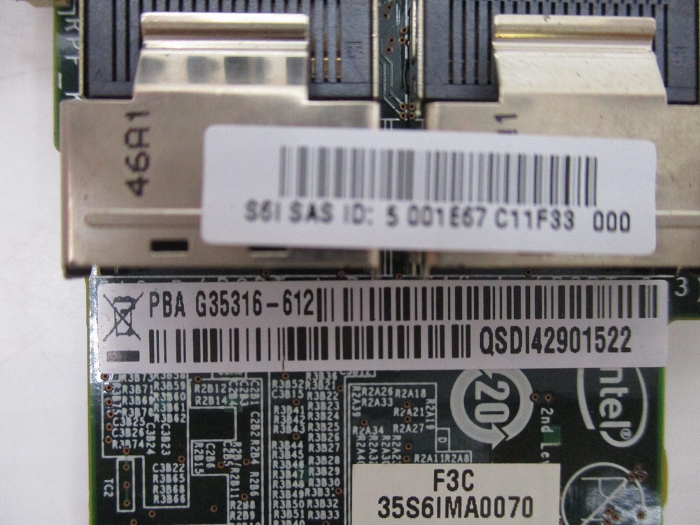 Intel G35316-612 6Gb/s SAS Raid Controller Card Tested Working