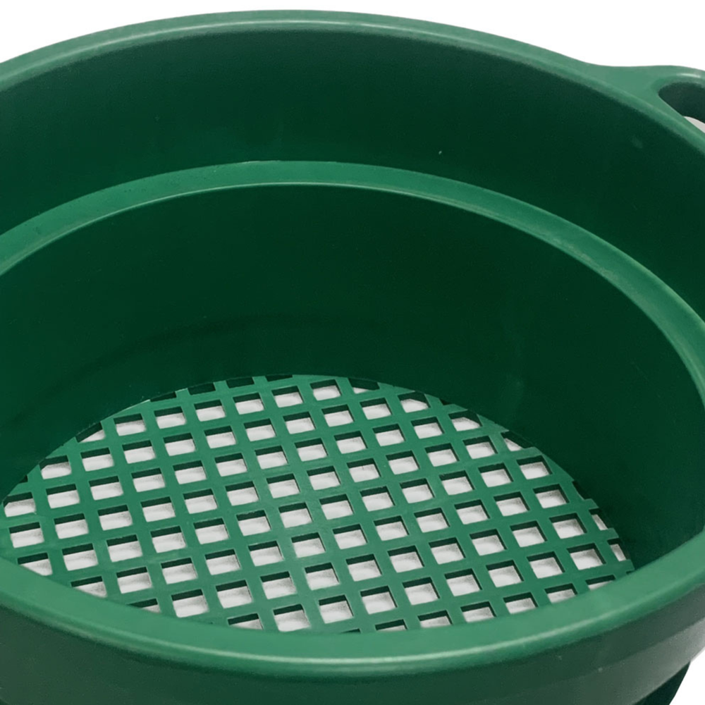 1/2" Mesh Classifier | 6" Deep | Green Plastic Screen With Handle | Stackable