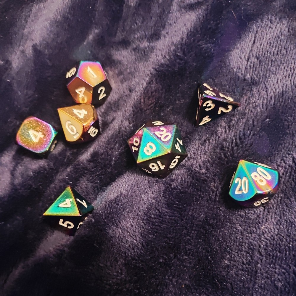 7 Die Count 16mm Flame Torched Rainbow Dice