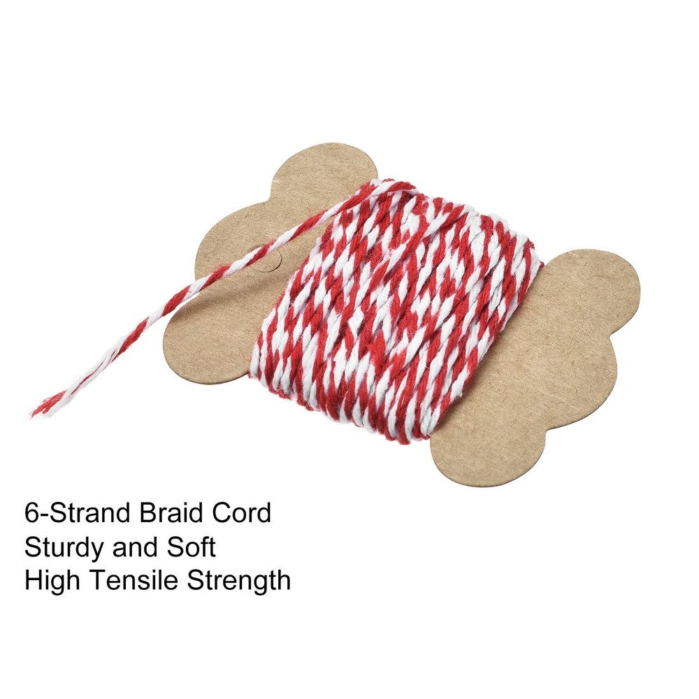 Thread Cord Macrame Cord Cotton Rope Braid String 6.2M/6 Yards Red White
