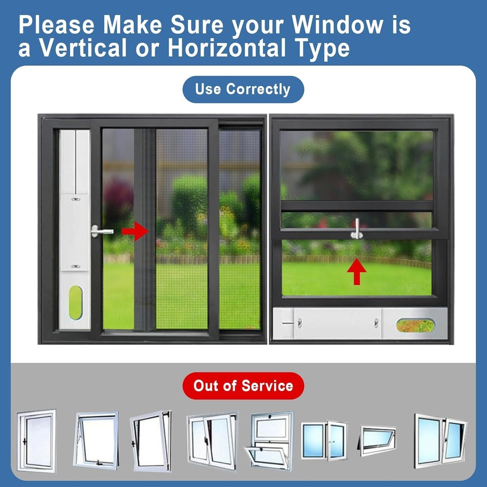 Portable AC Window Vent Kit, Adjustable Vertical/Horizontal Sliding Window Kit