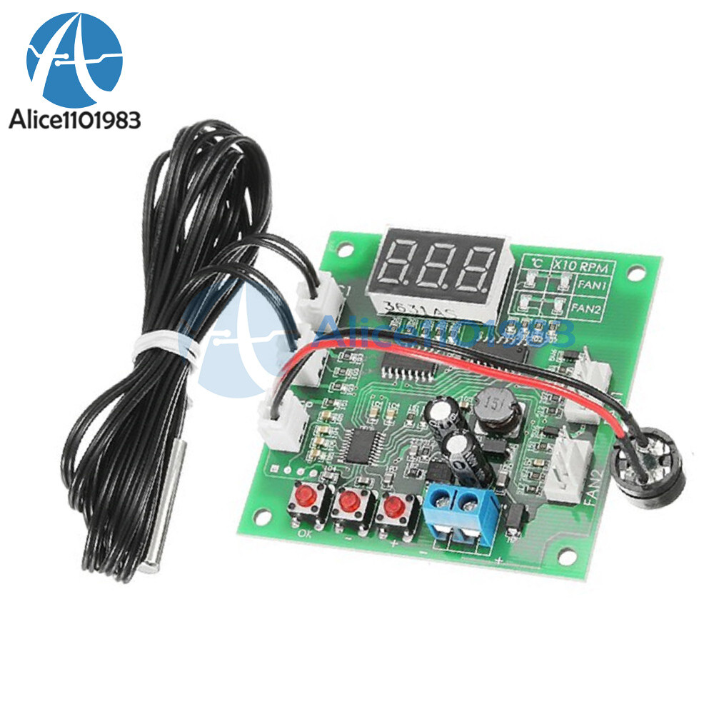Heat Dissipation PWM 4 Wire Fan Temperature 2-Way Speed Controller Board Module