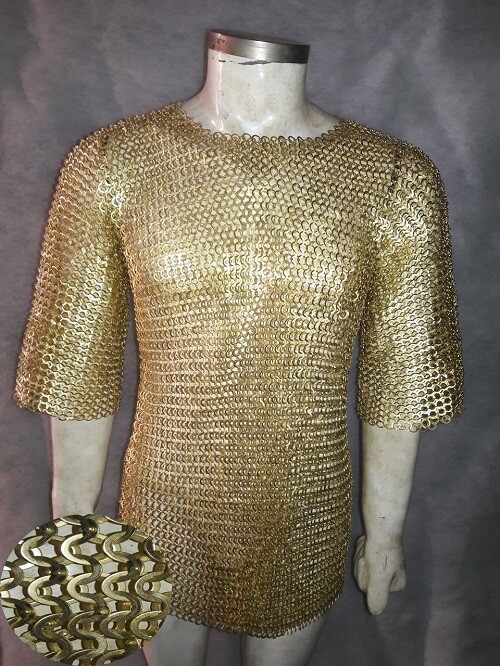 Brass Chain mail Shirt 9 mm Flat riveted With Washar Medium Size