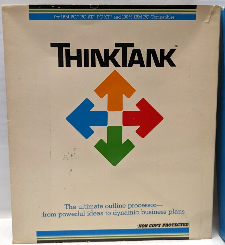 Vintage Think Tank PC Computer Program 1985 5.25" Floppy Disc Complete