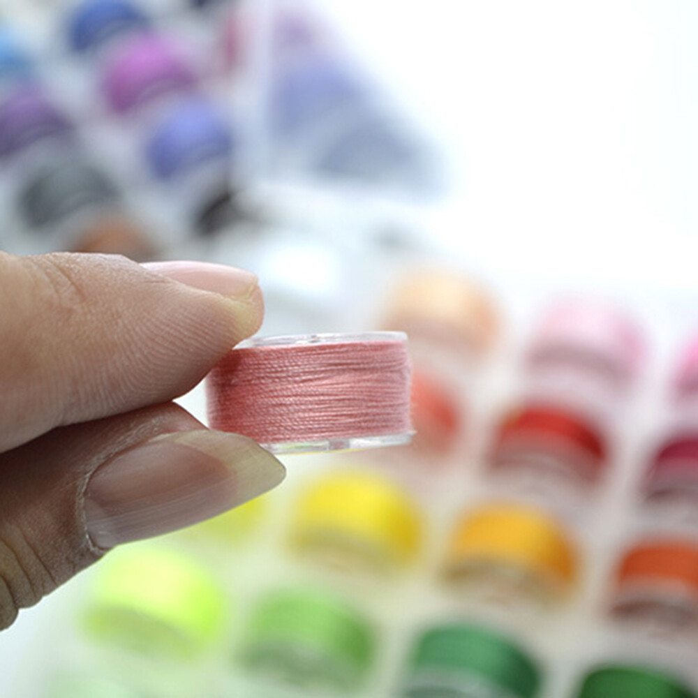 25X Sewing Machine Bobbins Thread Spools Case With Threads for Sewing Machine