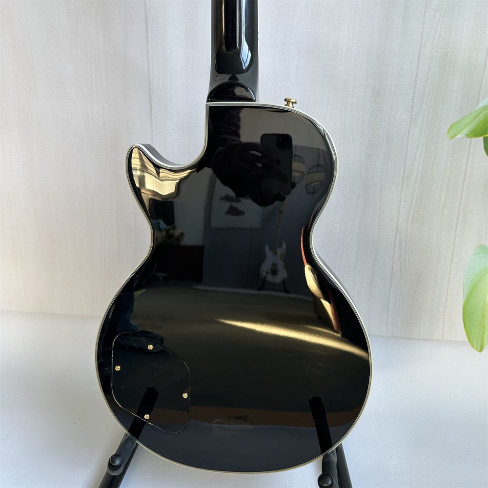 Modern Black Solid Body Electric Guitar with H Pickups Fixed Bridge 6 String