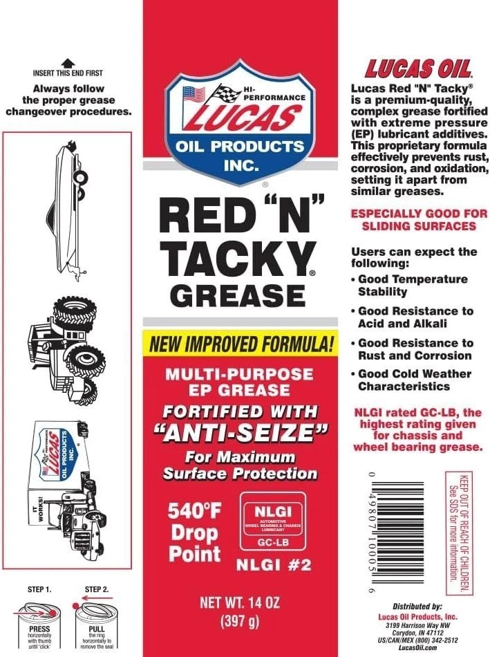 Lucas Red N' Tacky Grease - Agricultural Solution