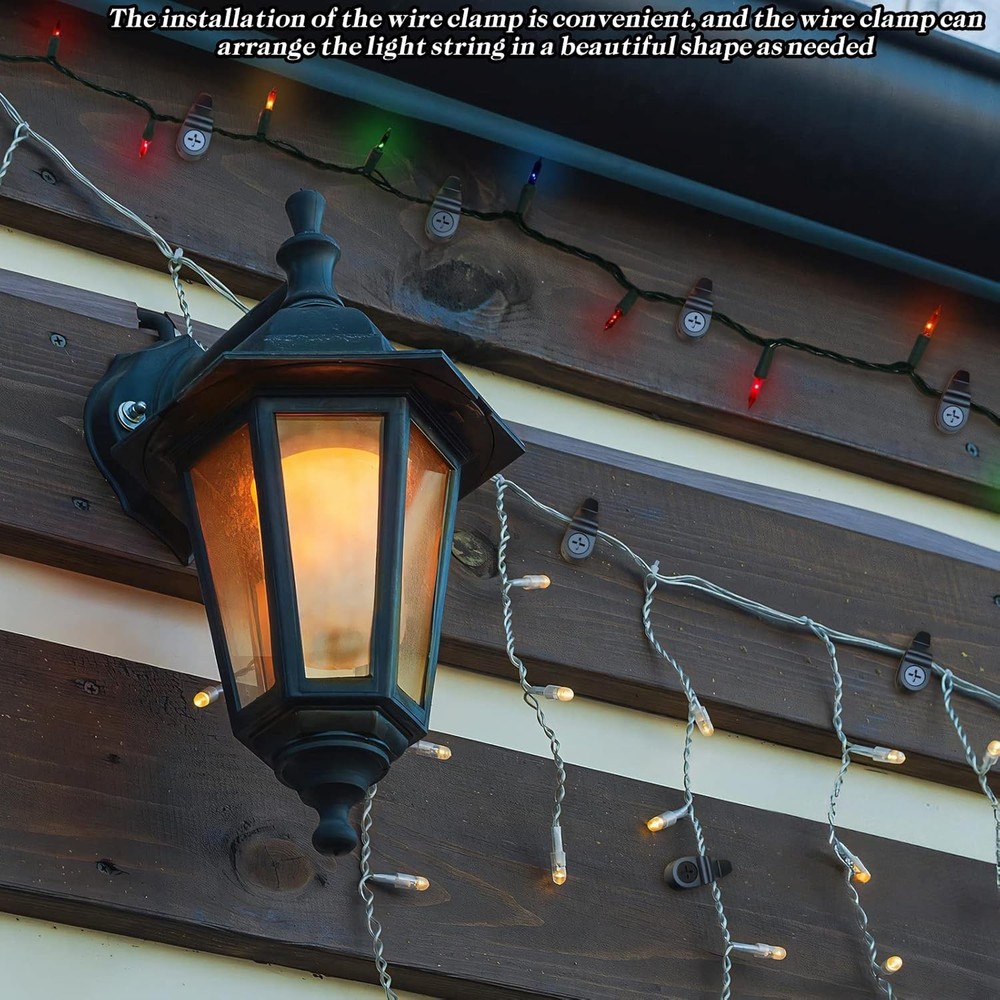 Versatile String Light Clips for Indoor/Outdoor Use - Weatherproof Black Hooks