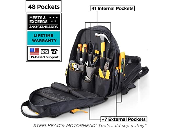 STEELHEAD 48-Pocket Heavy-Duty Tool Backpack