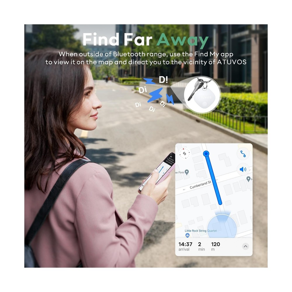 ATUVOS Air Tracker Tags-4 Pack, Bluetooth Luggage Tracker Works wit... Fast Ship