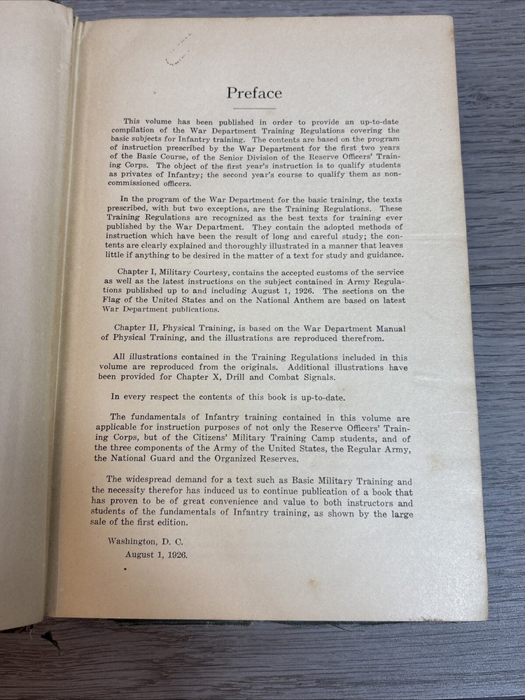 Basic Military Training ROTC 1926 Book